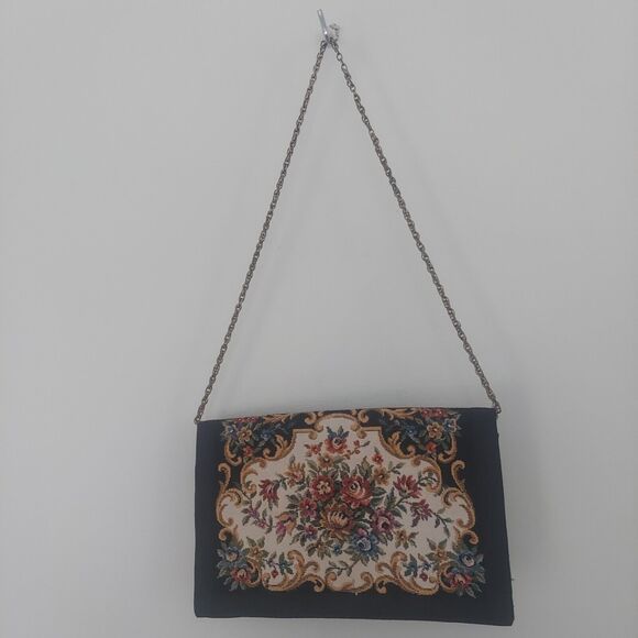 Vintage Walbaeg Tapestry Floral Chain Strap Evening Bag Purse Hong Kong - Picture 2 of 8